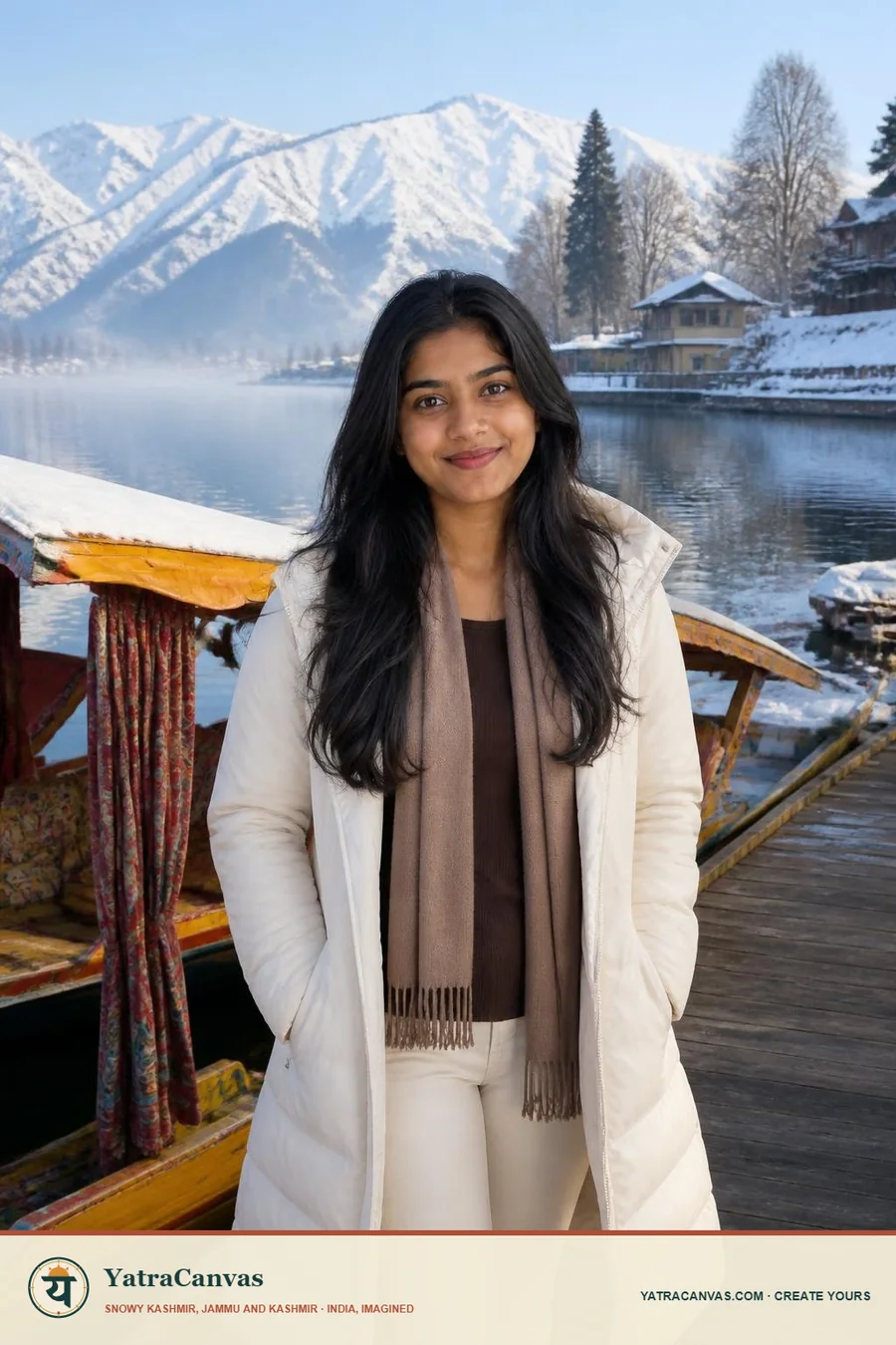 The traveller transformed into a snowy Kashmir travel portrait